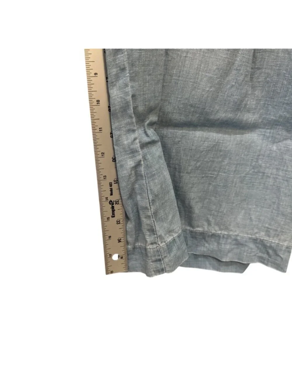 Wide-Leg Linen Women's Pants M Smocked Waist Pull-On Boho Lightly Faded Blue - Picture 10 of 12